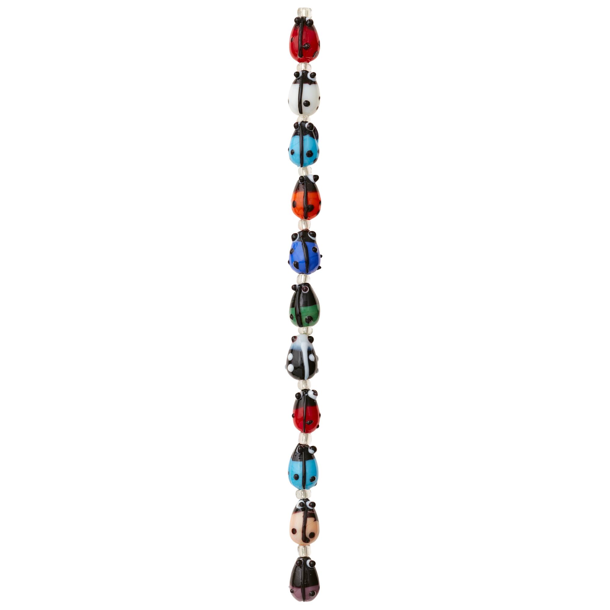 Ladybug Glass Beads, 12mm by Bead Landing™
